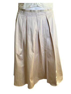 Blumarine Womens Beige Midi Flared Skirt With Pleated Design Made In Italy EUC